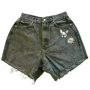 VTG 80s Chic Black Denim Cutoff Shorts 27” Waist Relaxed Western Grunge